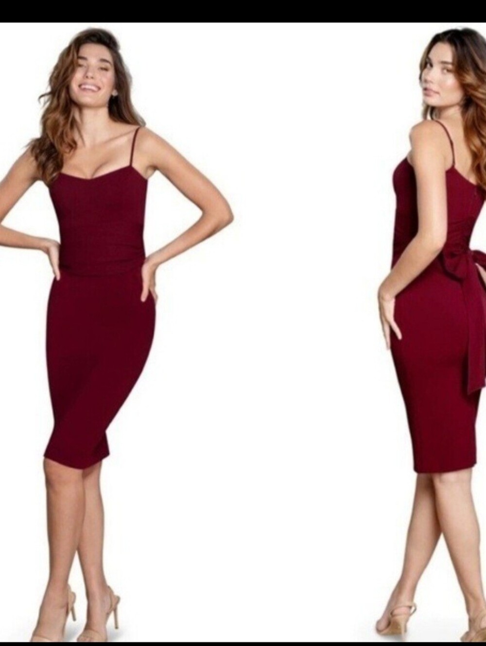 Dress the Population Veronique midi dress Burgundy L